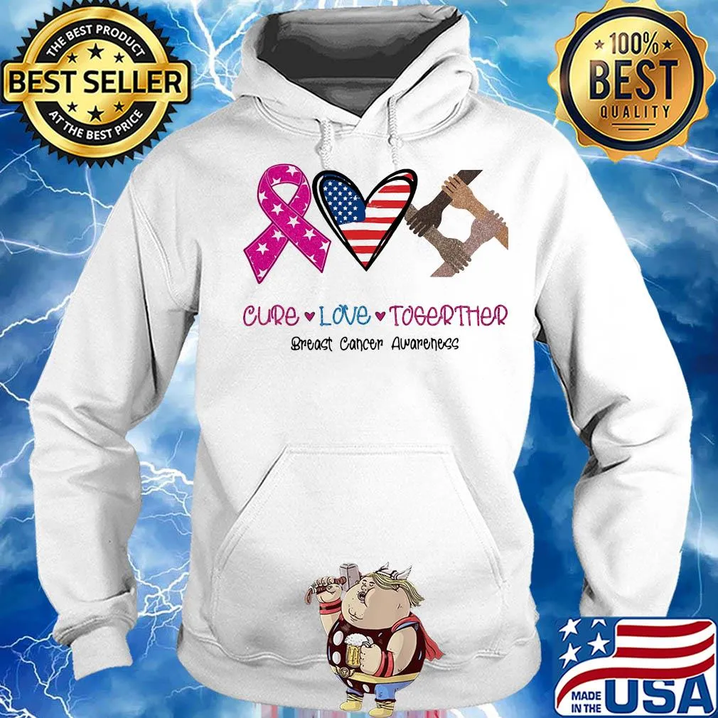 Cure love together breast cancer awareness American flag veteran Independence Day s Hoodie