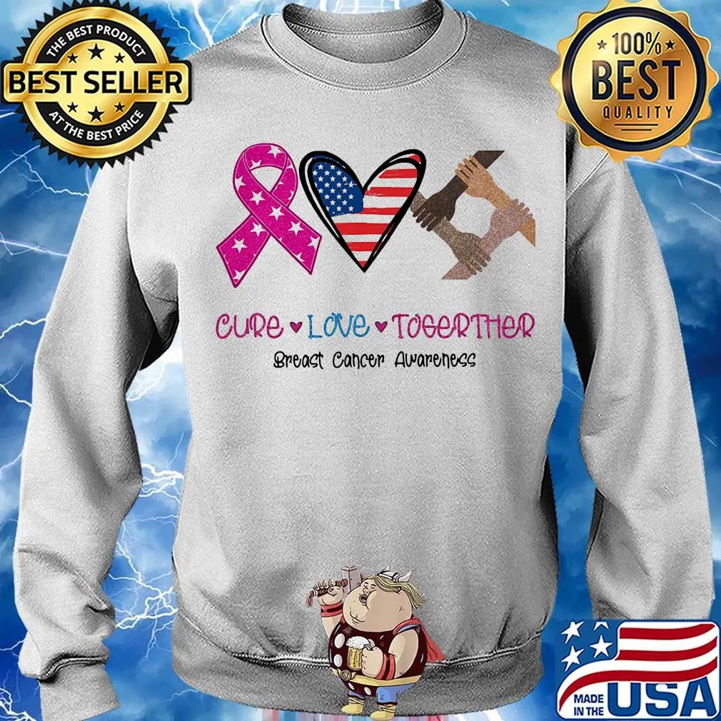 Cure love together breast cancer awareness American flag veteran Independence Day s Sweater