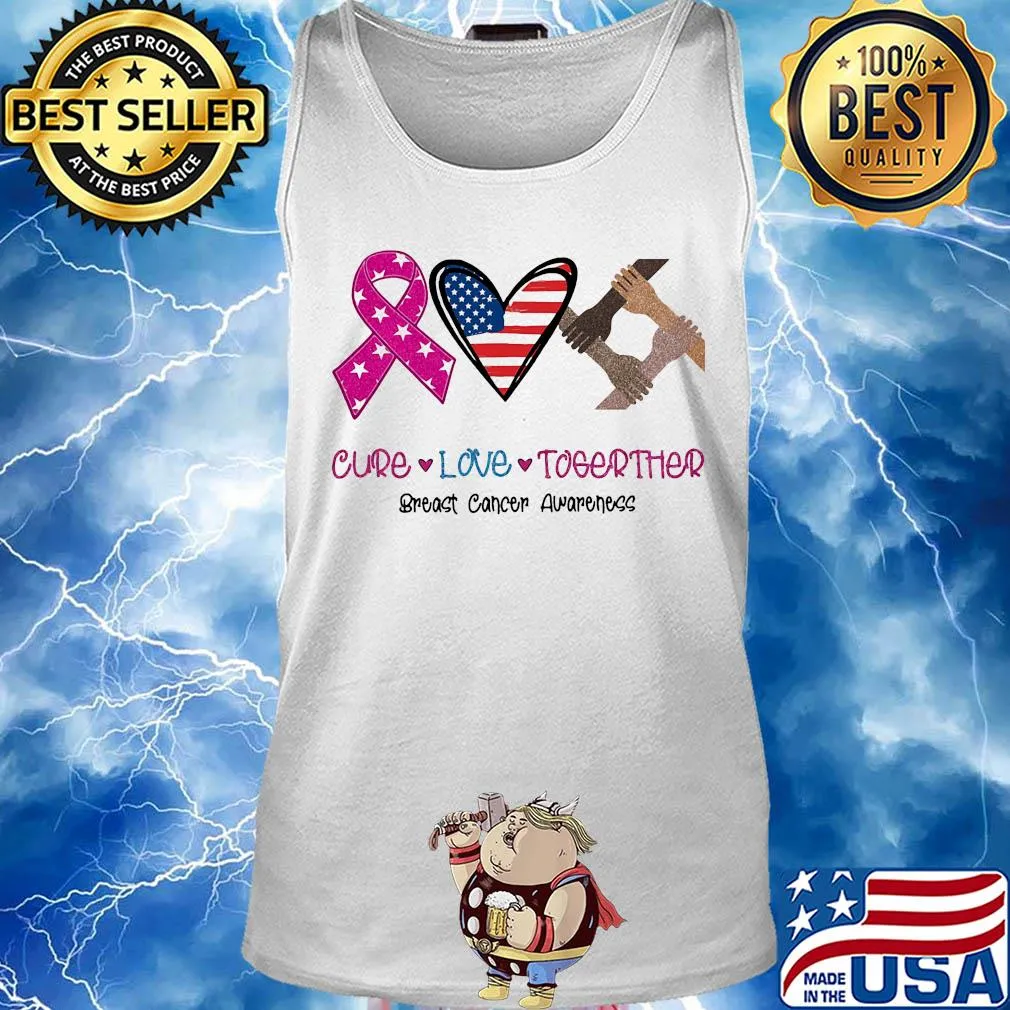 Cure love together breast cancer awareness American flag veteran Independence Day s Tank top