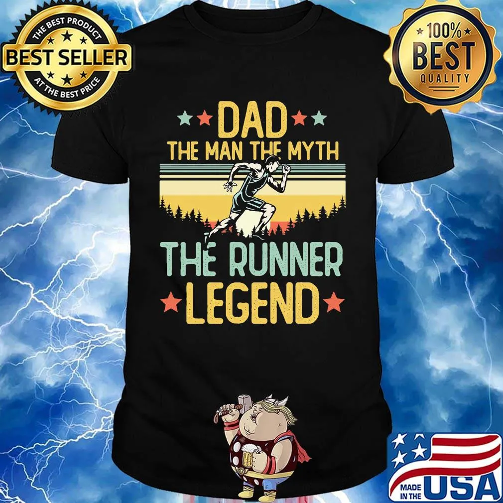 Dad the man the myth the runner legend happy fathers day stars vintage retro shirt