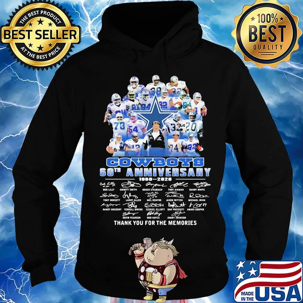 Dallas cowboys football 60th anniversary 1960 2020 thank you for the memories signatures s Hoodie