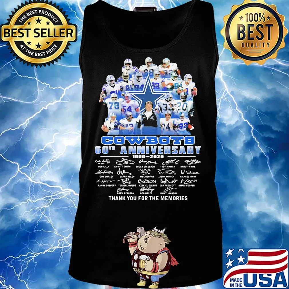 Dallas cowboys football 60th anniversary 1960 2020 thank you for the memories signatures s Tank top