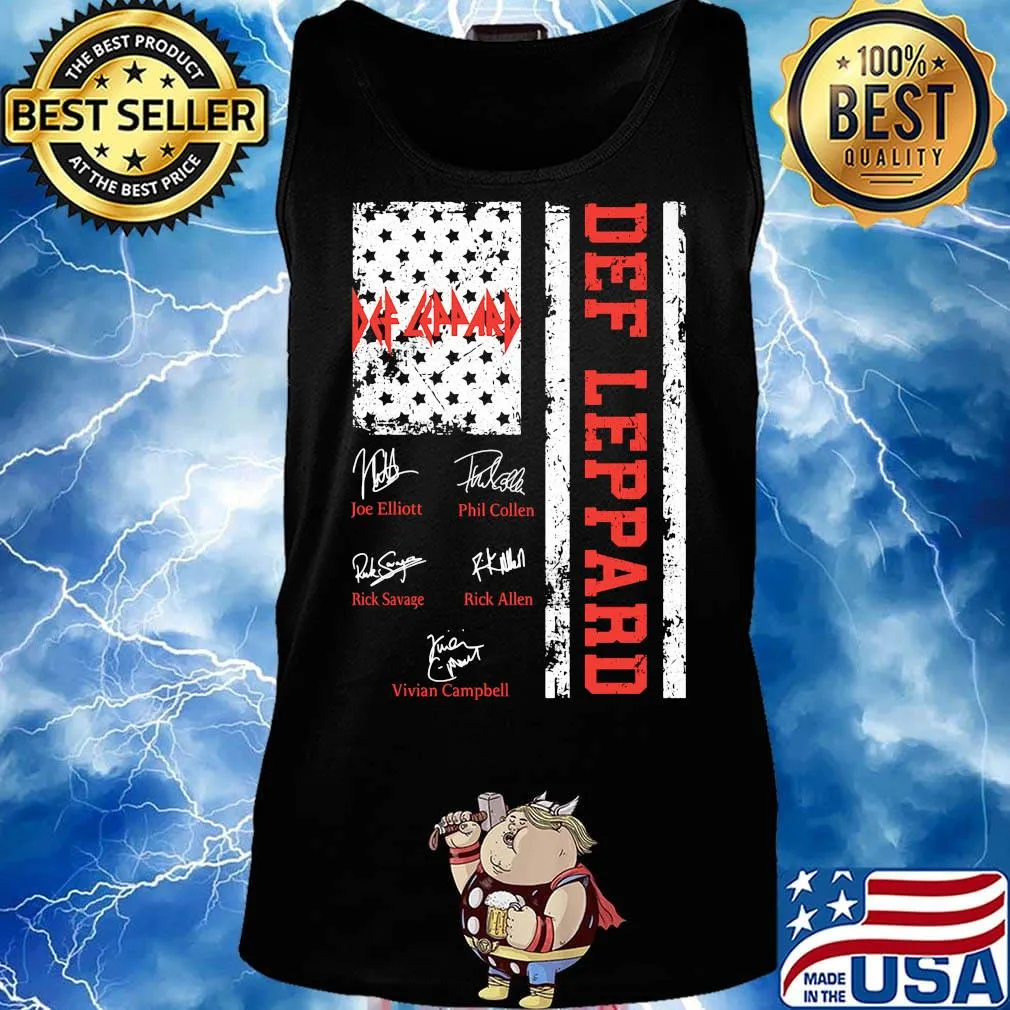 Def leppard band members signatures american flag independence day s Tank top
