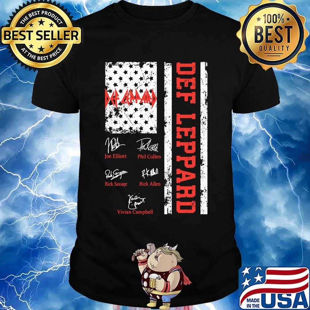 Def leppard band members signatures american flag independence day shirt