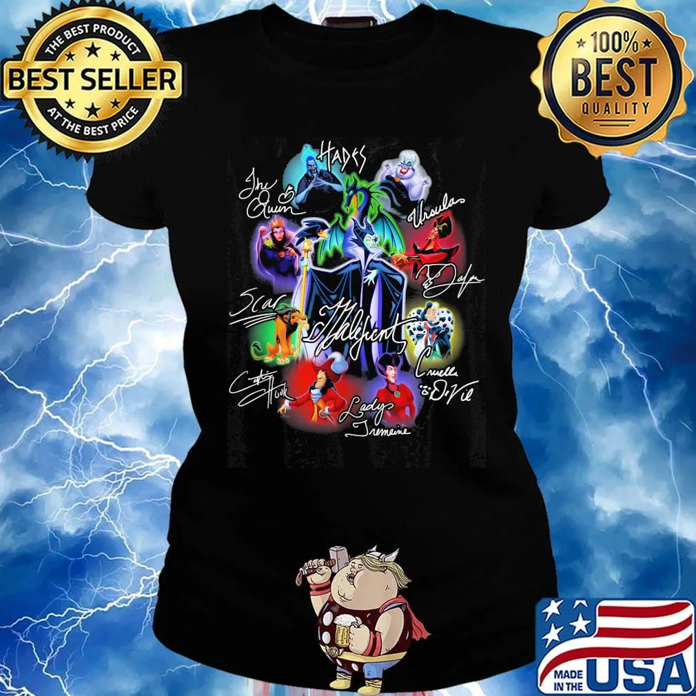 Disney villains cartoon characters signatures s Ladies tee