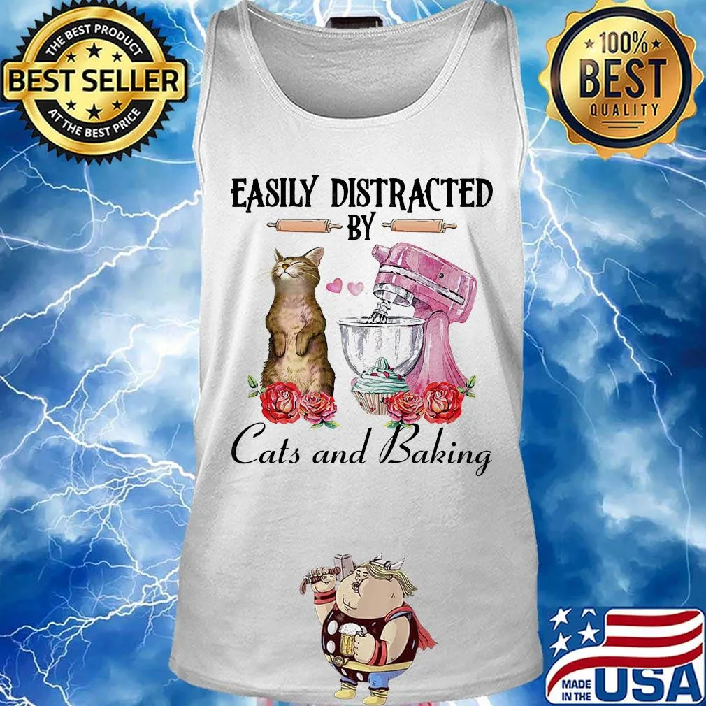 Easily distracted by cats and baking rose heart shirt s Tank top