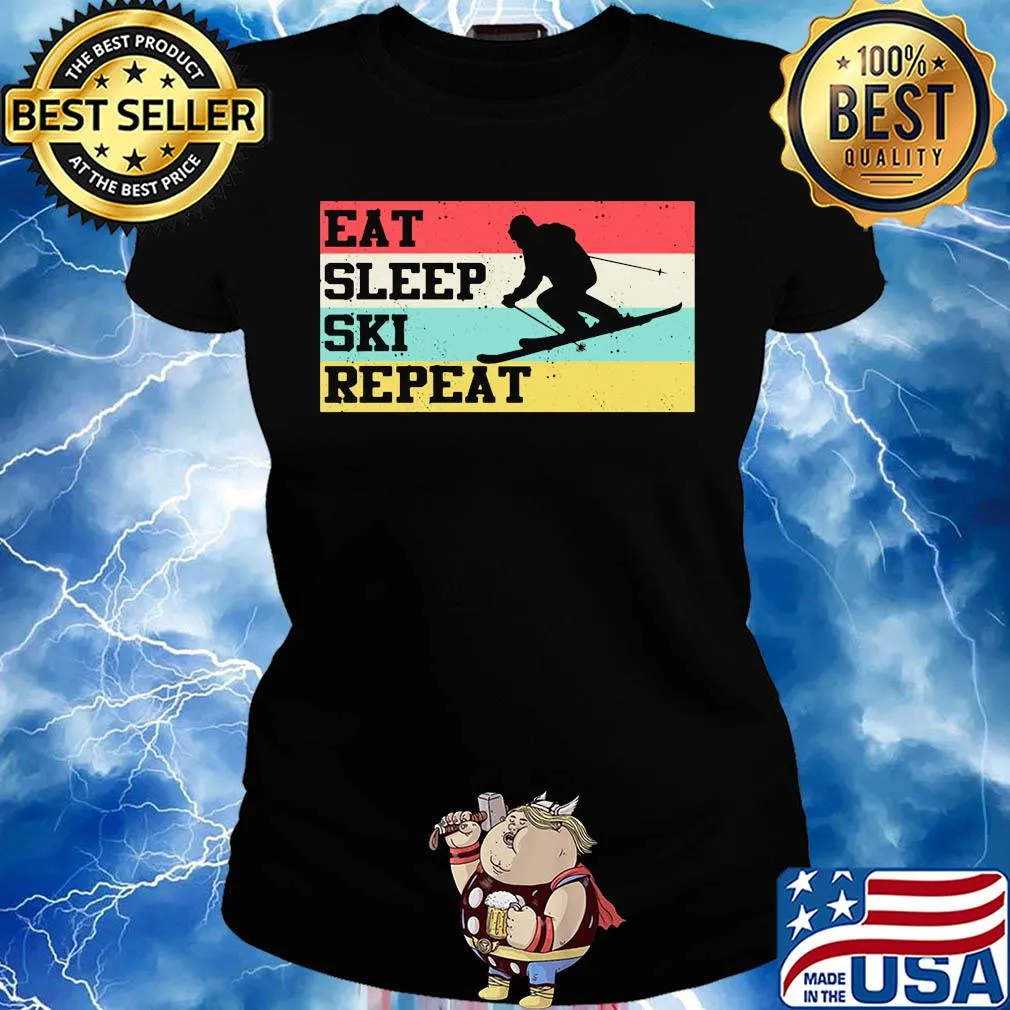 Eat sleep ski repeat vintage retro s Ladies tee