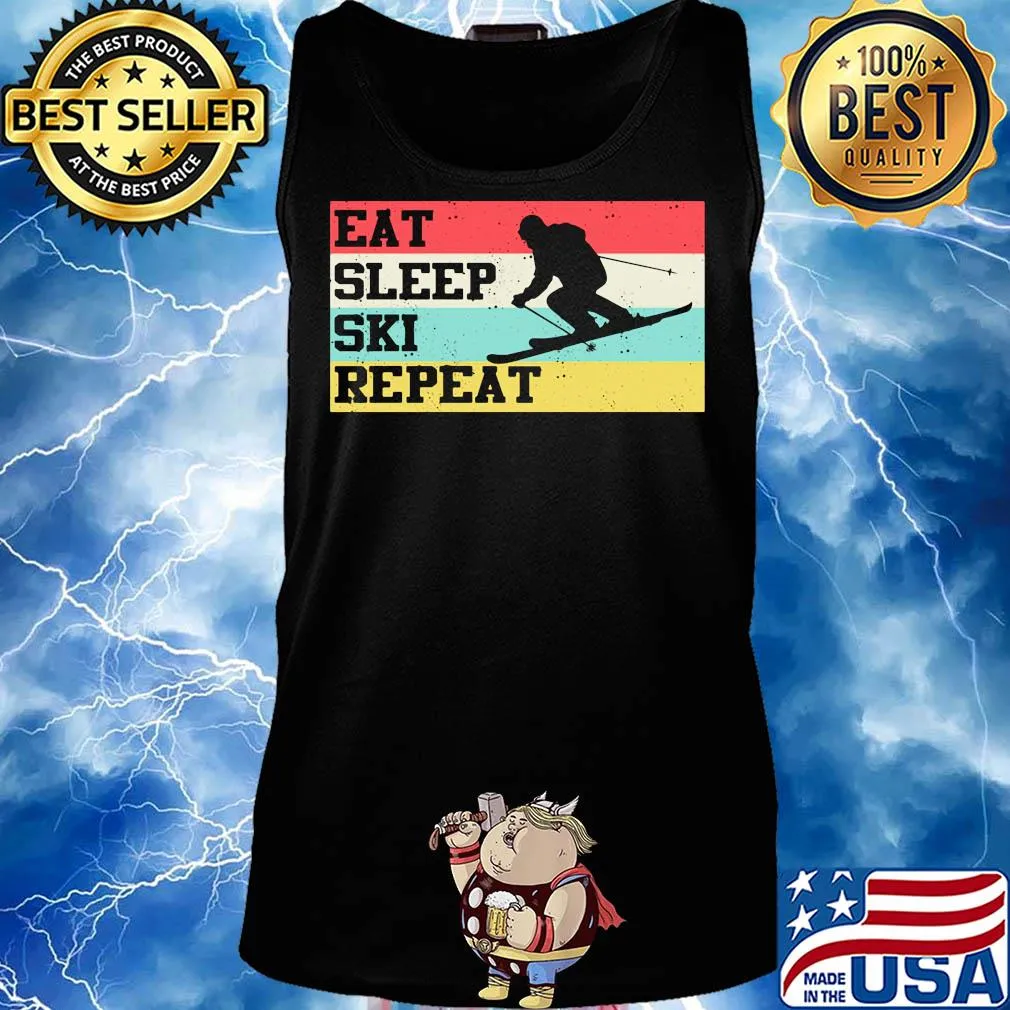 Eat sleep ski repeat vintage retro s Tank top
