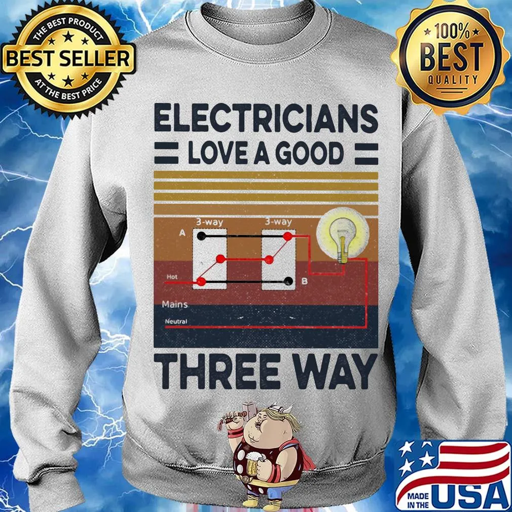 Electricians love a good three way vintage retro s Sweater