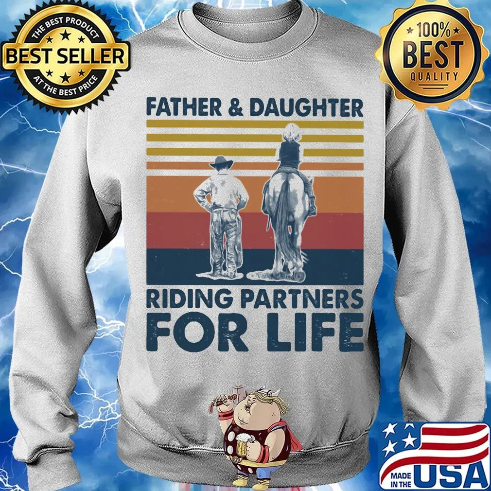 Father and daughter riding partners for life vintage retro s Sweater