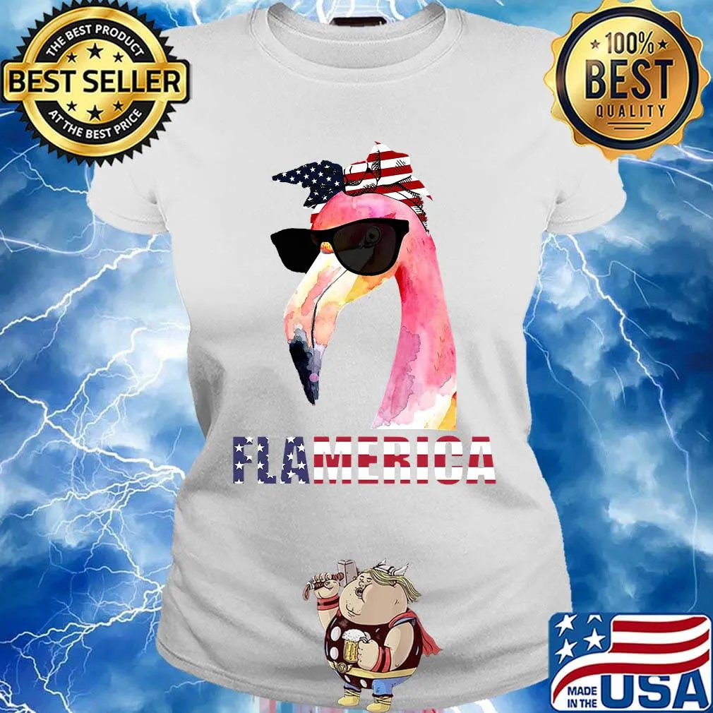Flamingo flamerica america 4th of july independence day s Ladies tee