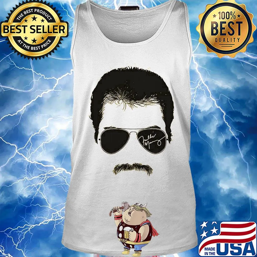 Freddie mercury face signature tee 1970s british rock band s Tank top