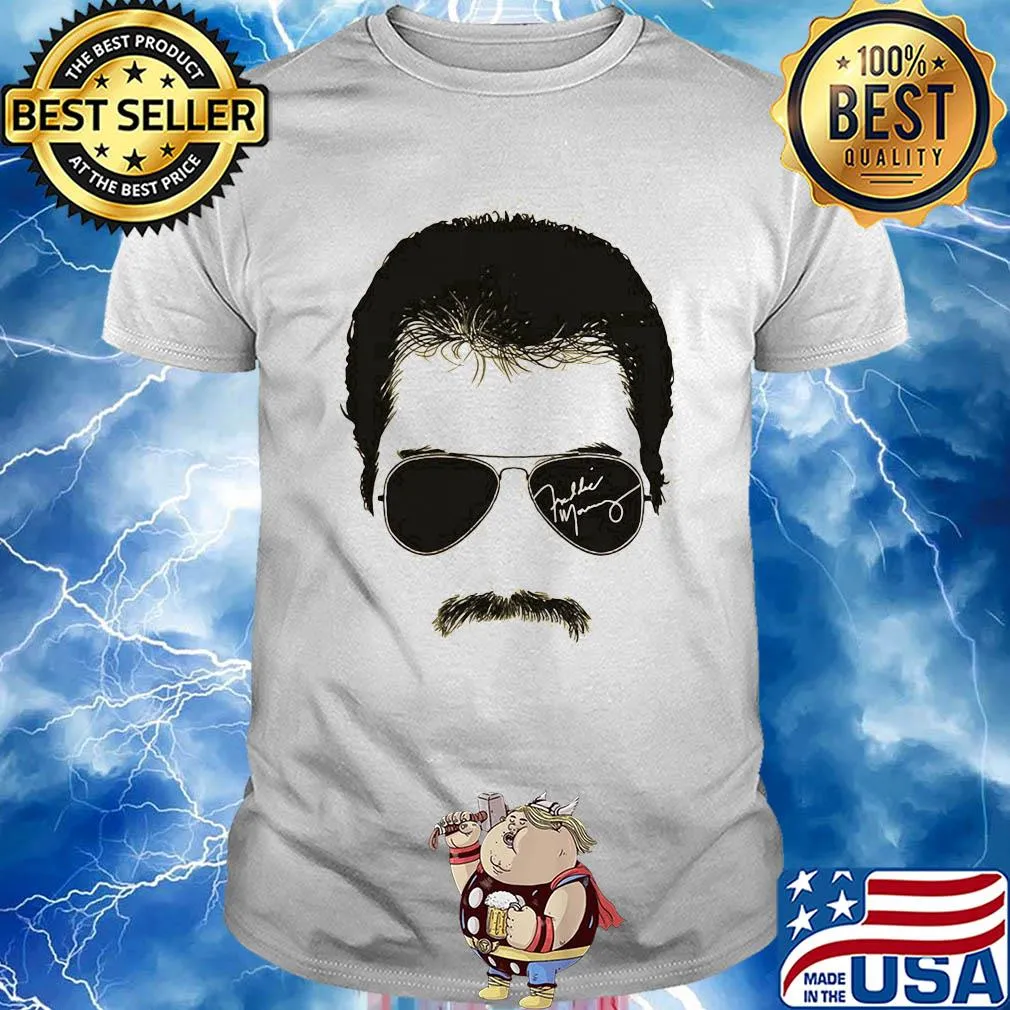 Freddie mercury face signature tee 1970s british rock band shirt