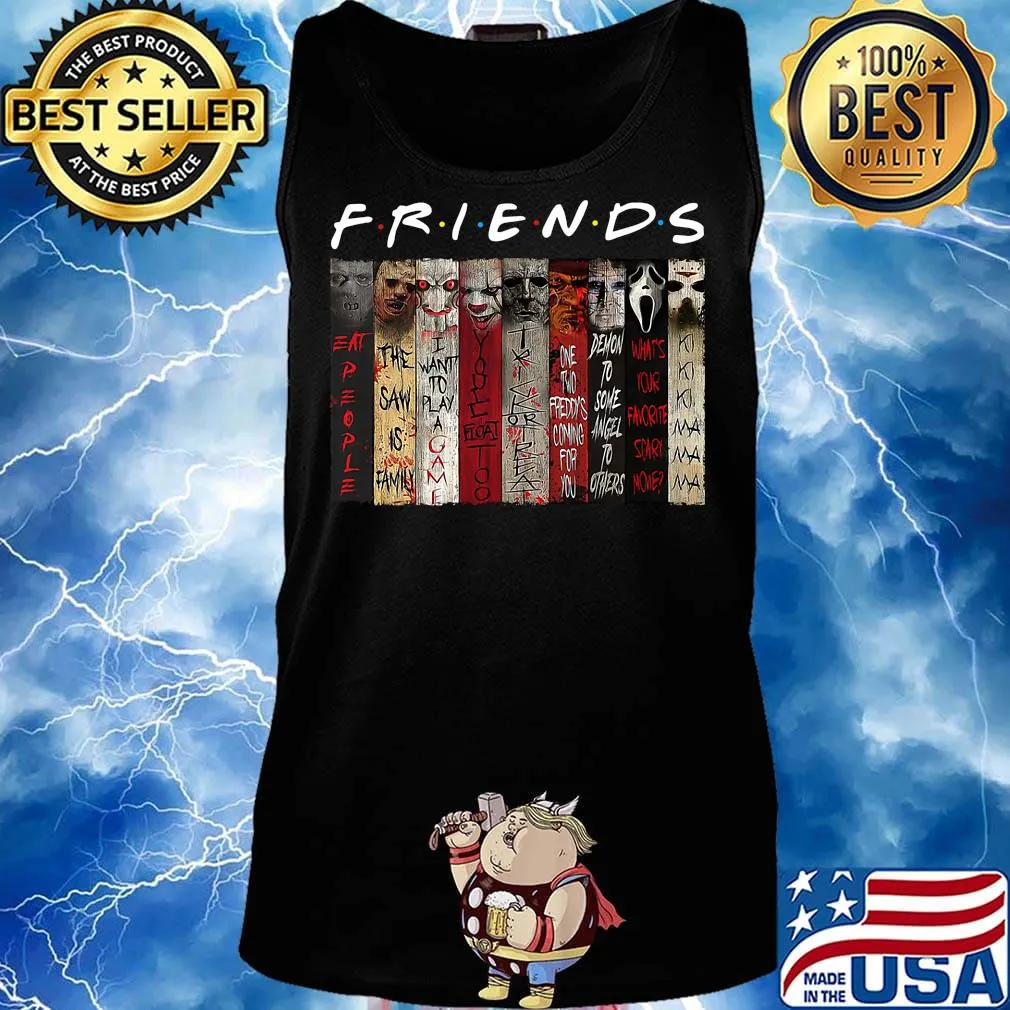 Friends halloween horror characters signatures s Tank top