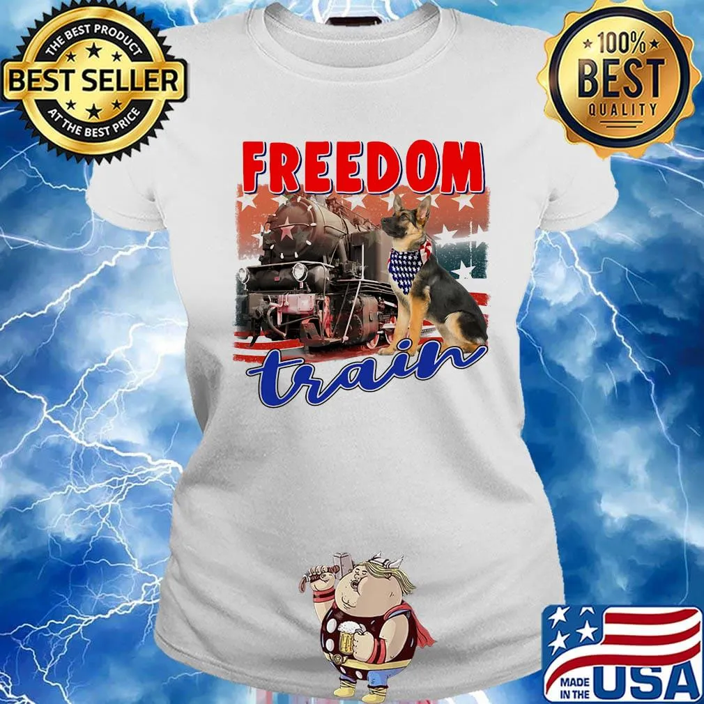 German shepherd freedom train american flag independence day s Ladies tee