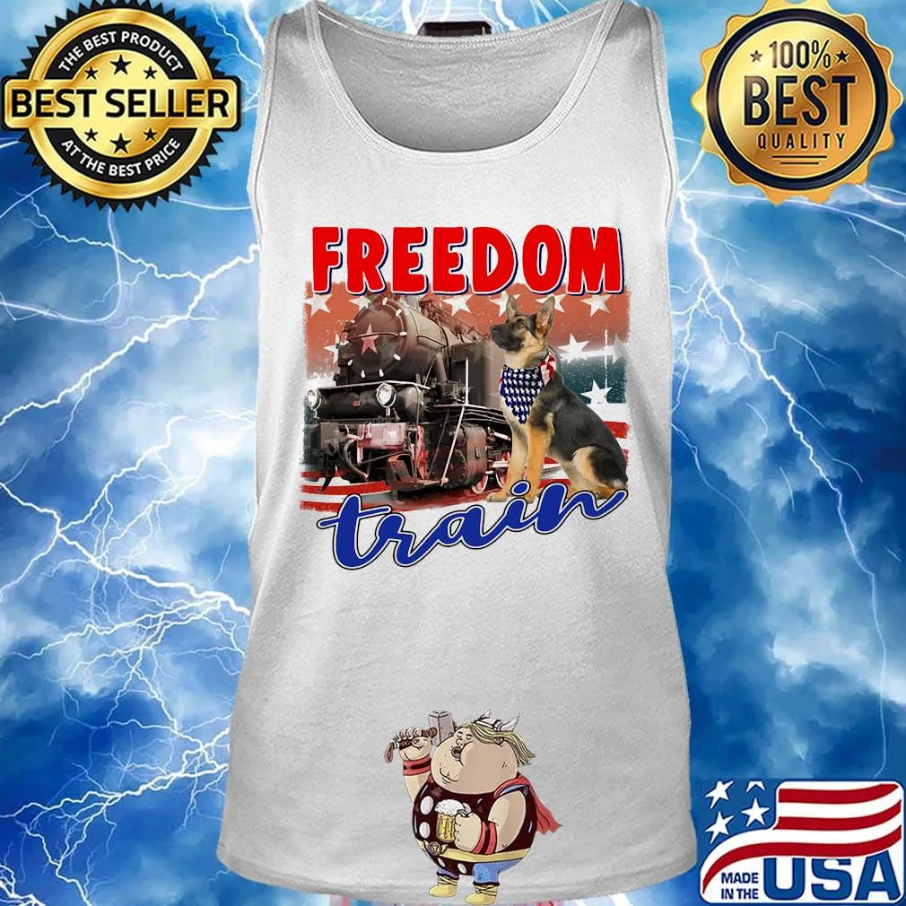 German shepherd freedom train american flag independence day s Tank top