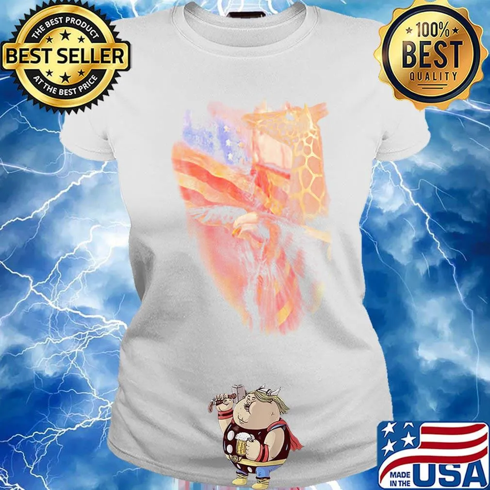 Giraffe American Wings Independence Day Shirt Ladies tee