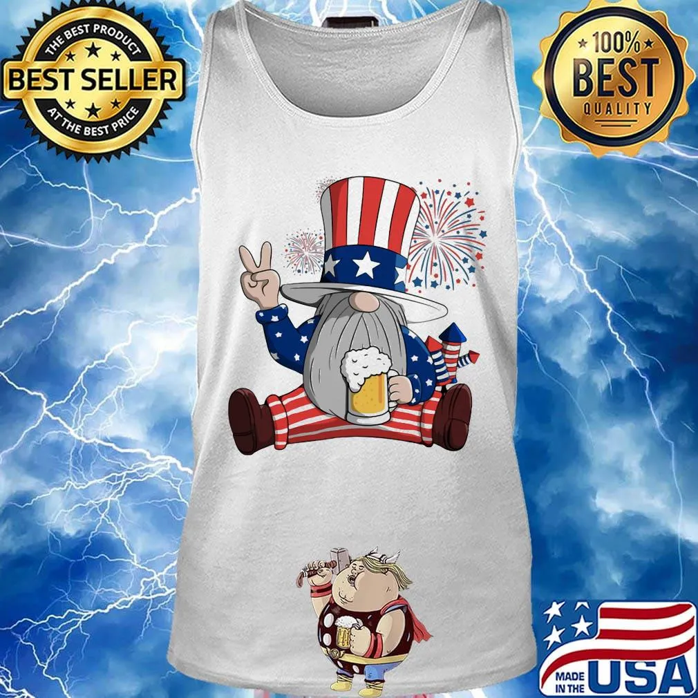 Gnomes drinking beer firework american independence day s Tank top