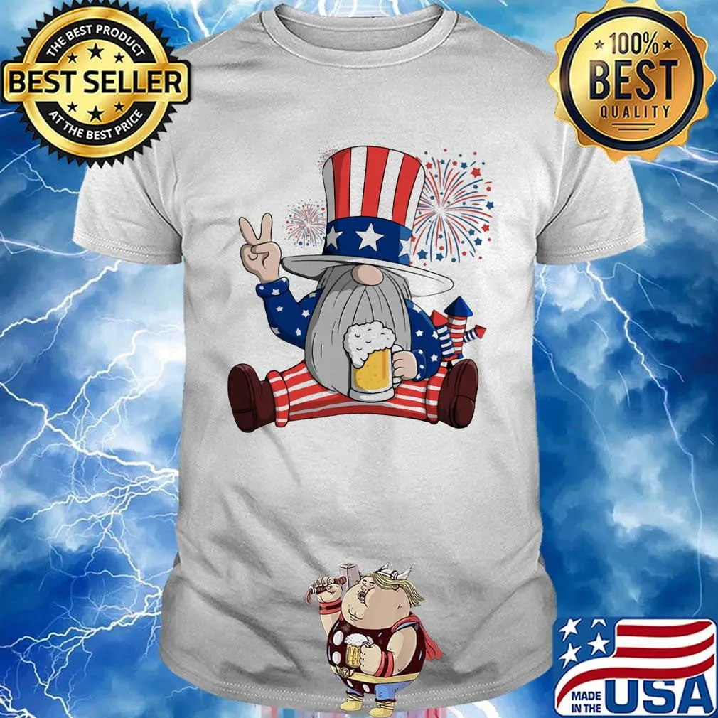 Gnomes drinking beer firework american independence day shirt