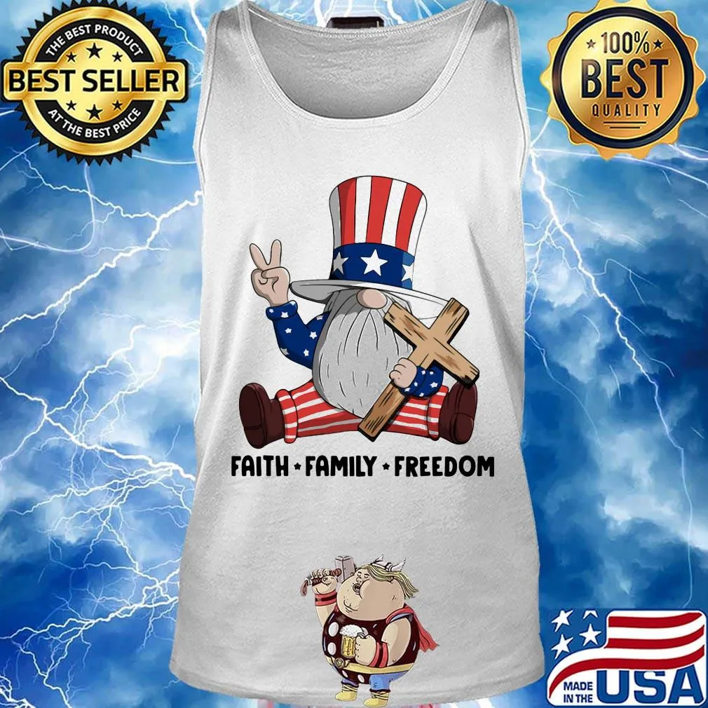 Gnomes faith family freedom firework american independence day s Tank top