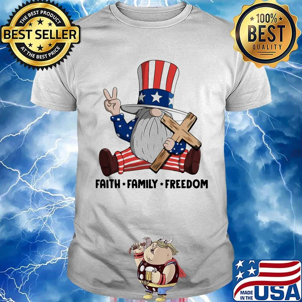 Gnomes faith family freedom firework american independence day shirt