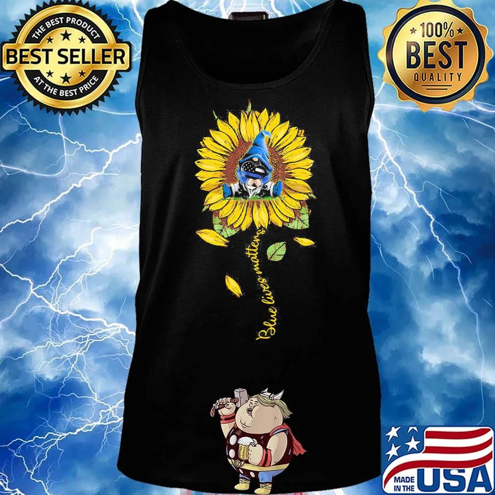 Gnomes hug heart sunflower blue lives matters s Tank top