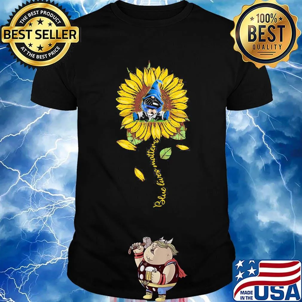 Gnomes hug heart sunflower blue lives matters shirt