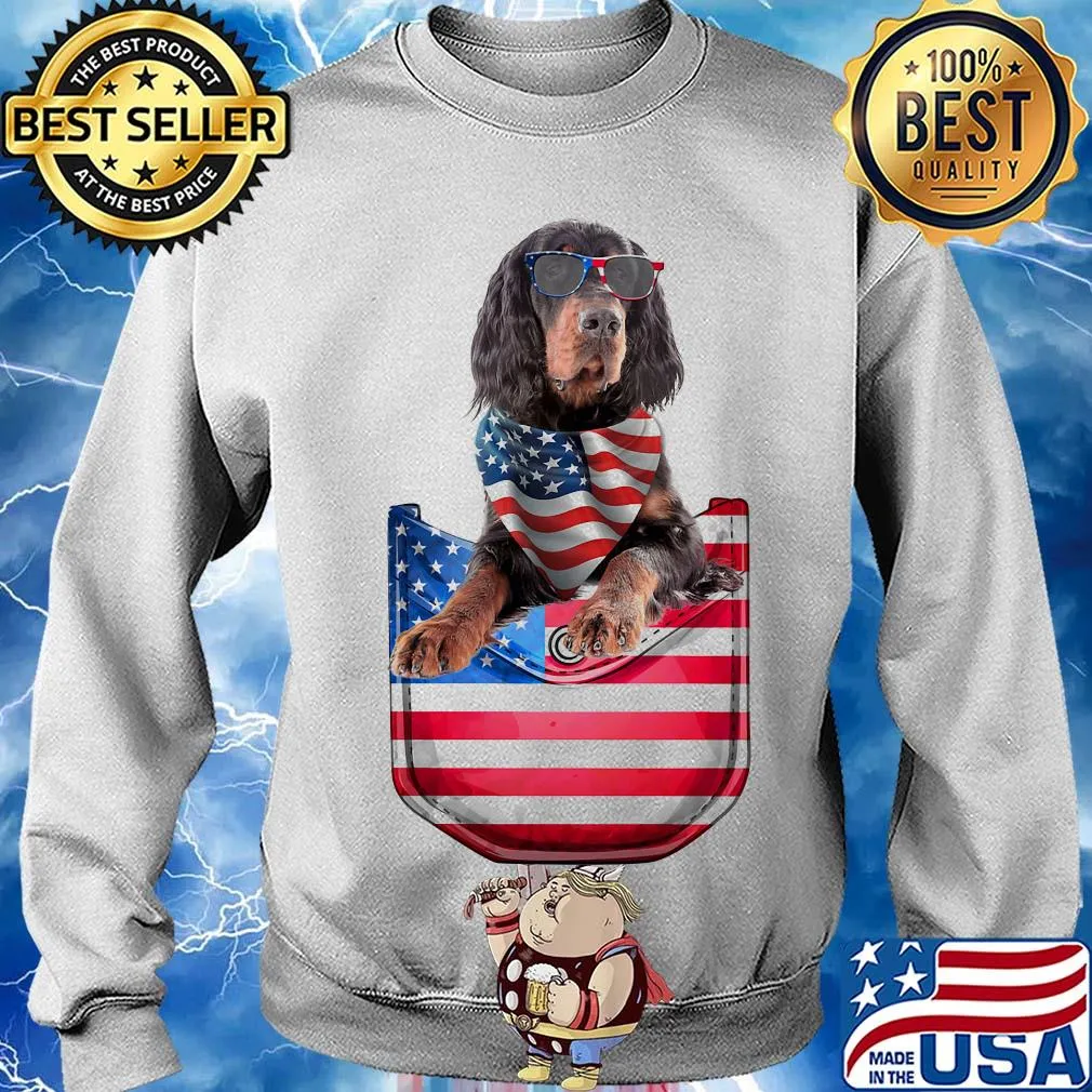 Gordon setter pocket american flag independence day s Sweater