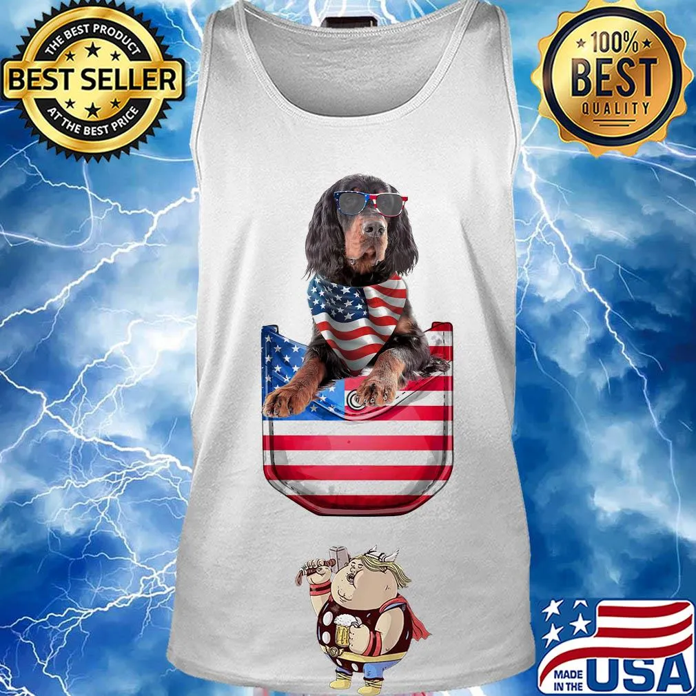 Gordon setter pocket american flag independence day s Tank top