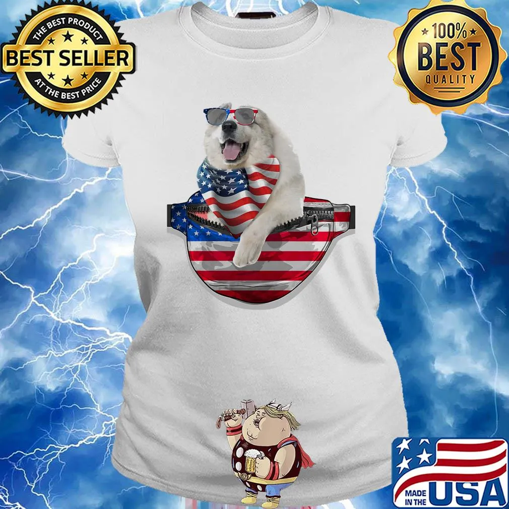 Great pyrenees waist pack american flag independence day s Ladies tee