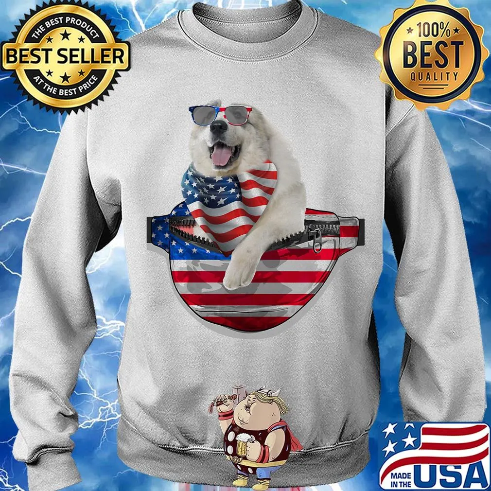 Great pyrenees waist pack american flag independence day s Sweater