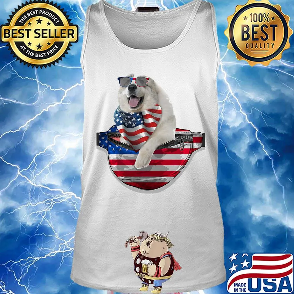Great pyrenees waist pack american flag independence day s Tank top