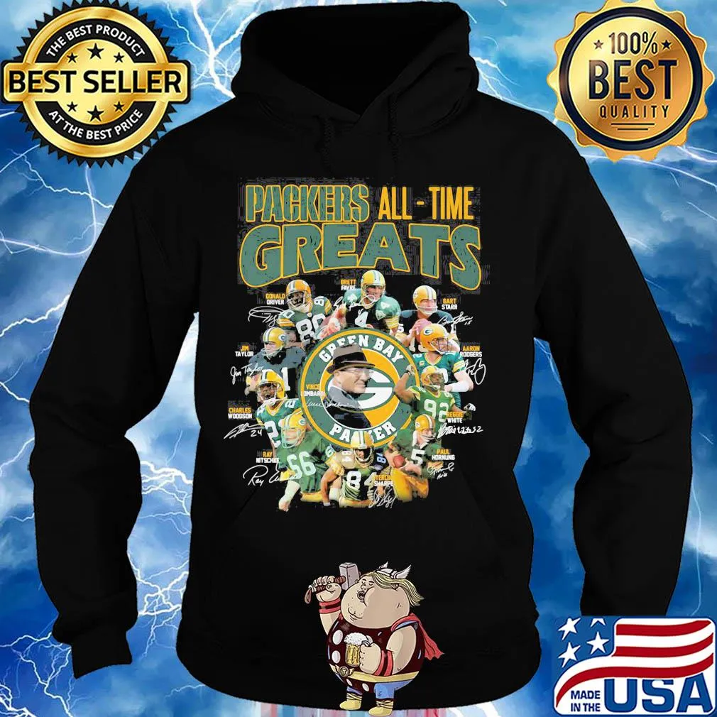 Green bay packers all-time greats players signatures s Hoodie