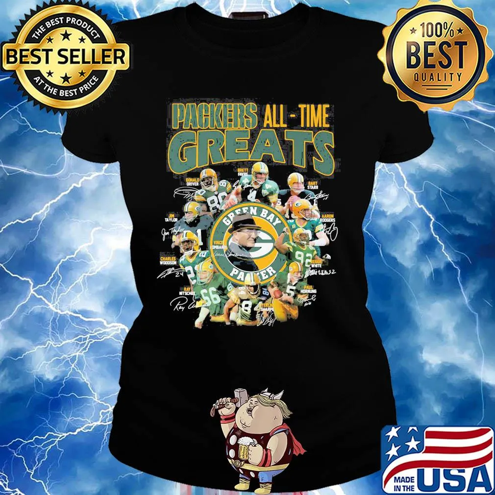 Green bay packers all-time greats players signatures s Ladies tee