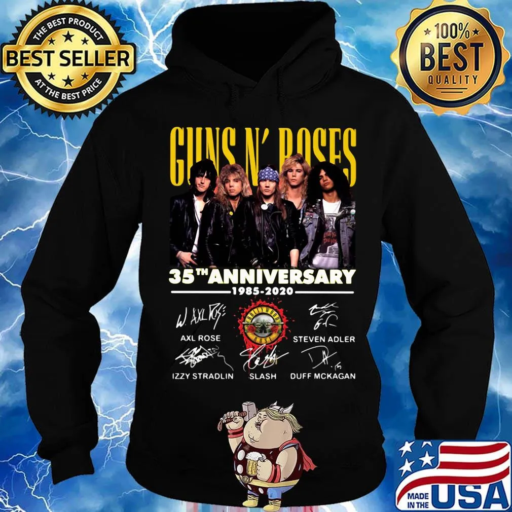 Guns n' roses 35th anniversary 1985 2020 signatures logo s Hoodie