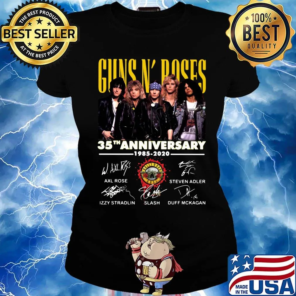 Guns n' roses 35th anniversary 1985 2020 signatures logo s Ladies tee