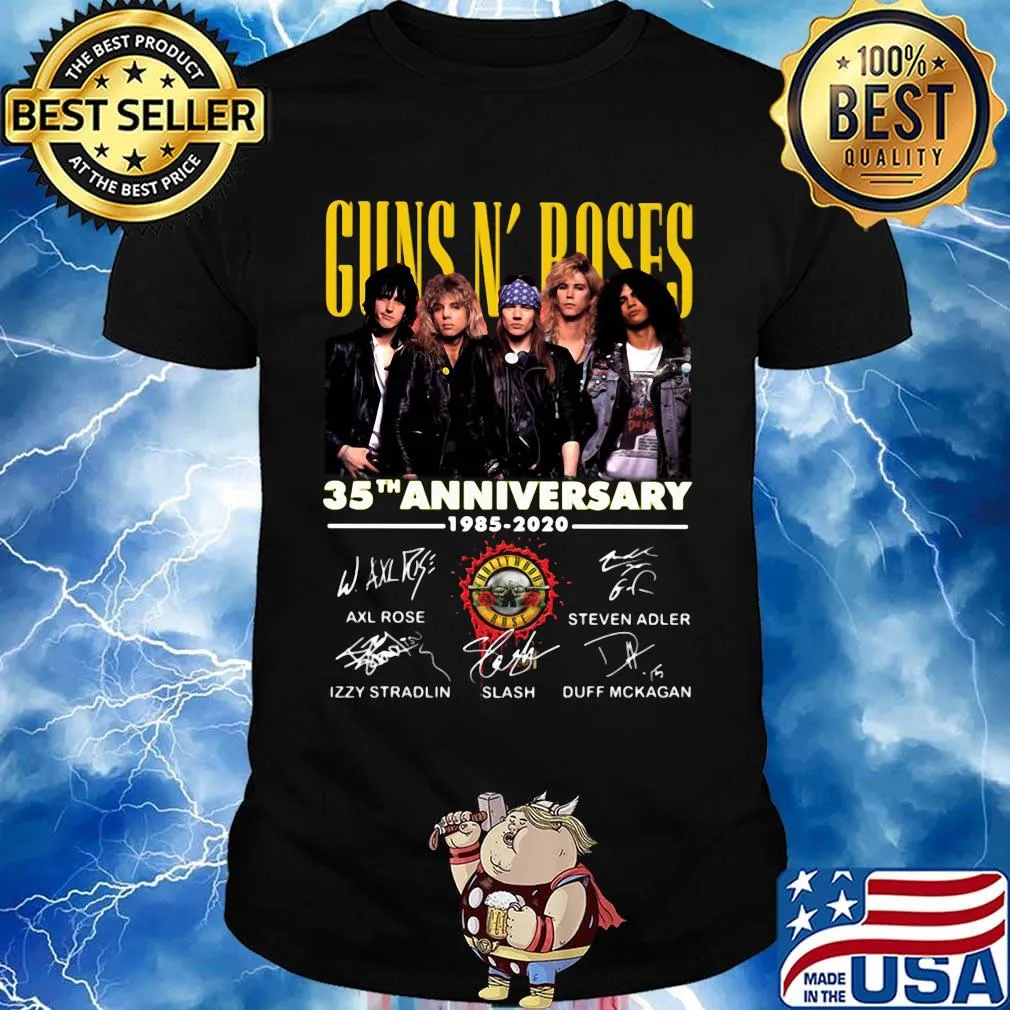Guns n' roses 35th anniversary 1985 2020 signatures logo shirt