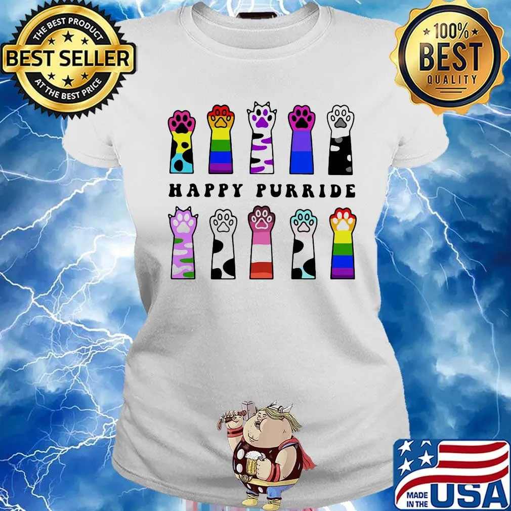 Happy purride paws cat lgbt s Ladies tee
