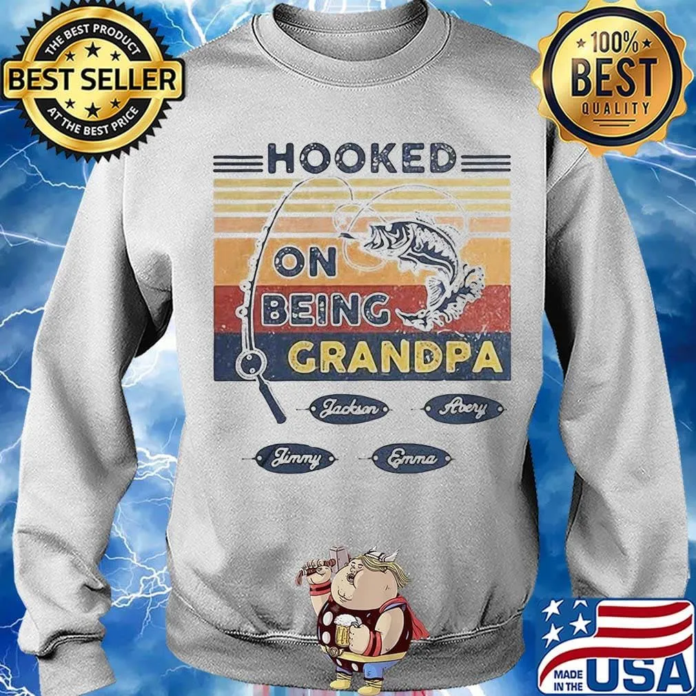Hooked on being grandpa go fishing vintage retro s Sweater
