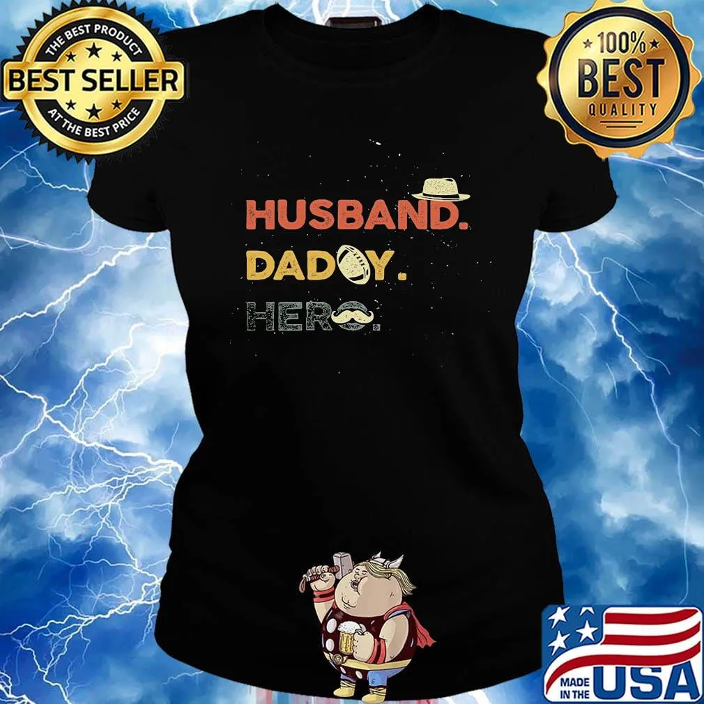 Husband daddy hero football beard father's day s Ladies tee