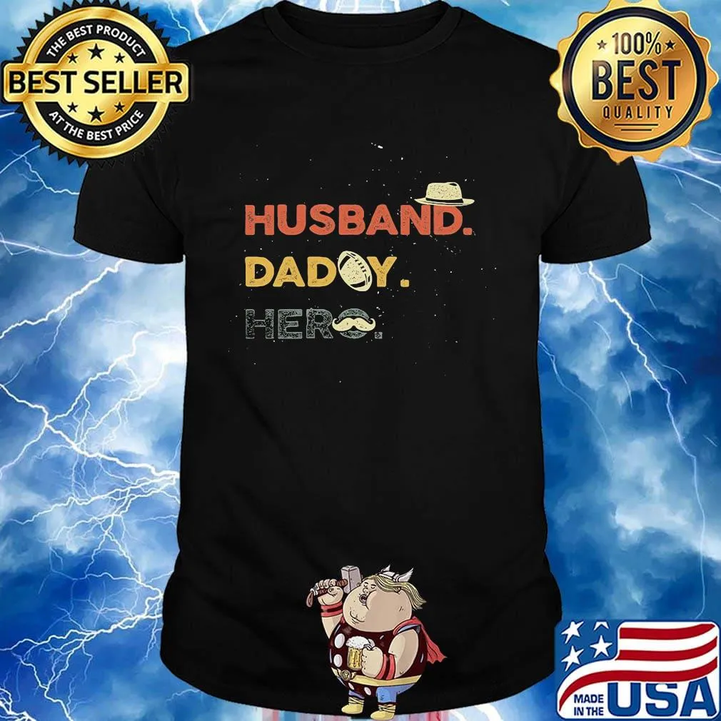Husband daddy hero football beard father's day shirt