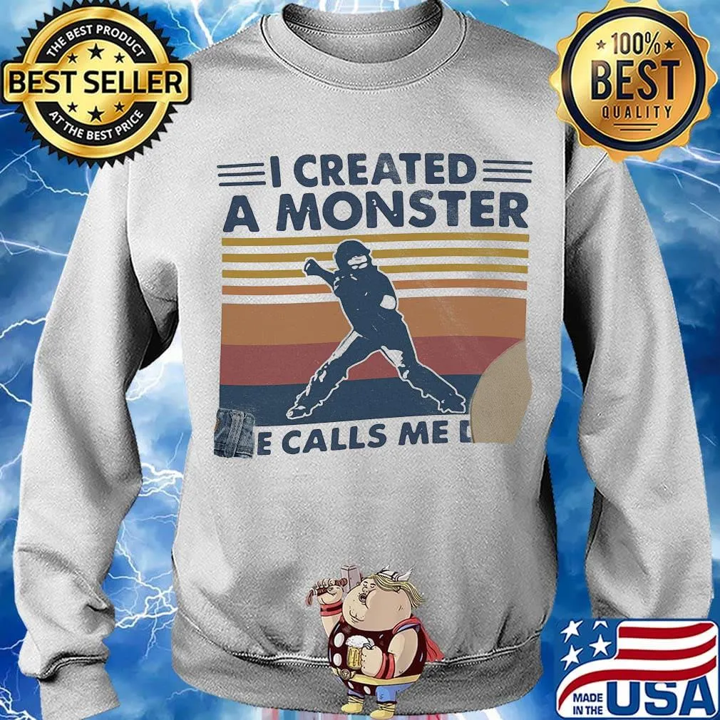 I created a monster she calls me dad vintage retro s Sweater