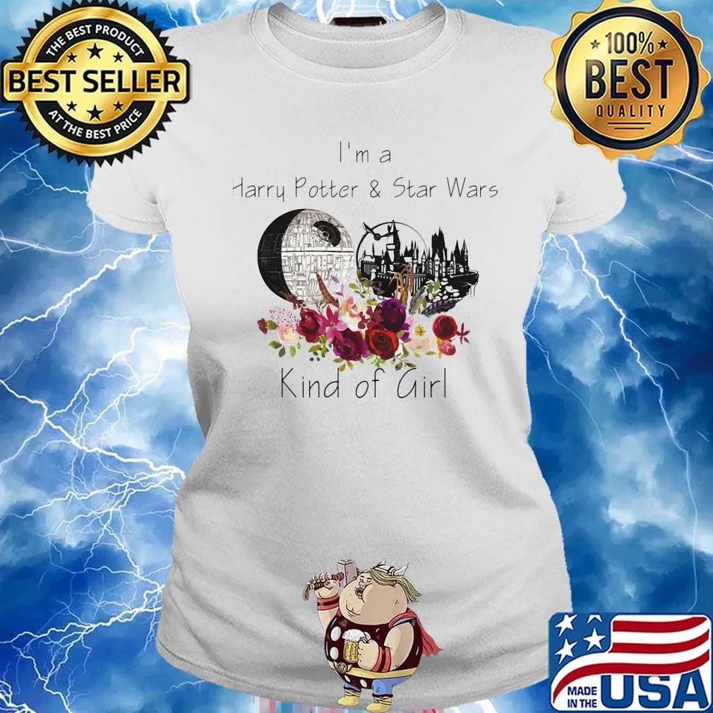 I'm a harry potter and star wars kind of girl flowers s Ladies tee