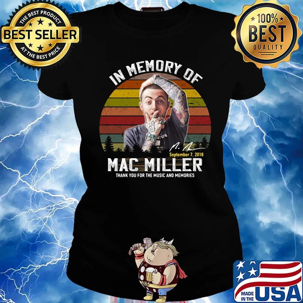 In memory of mac miller thank you for the music and memories signature vintage retro s Ladies tee