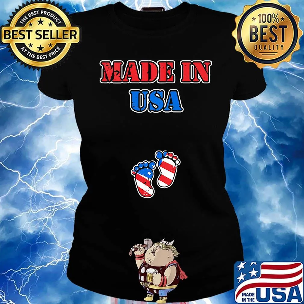 Independence day made in USA paw baby children s Ladies tee