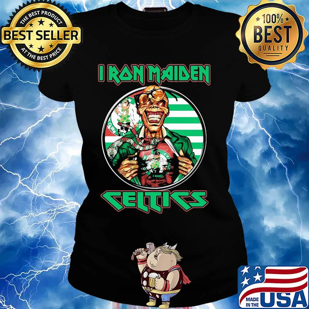 Iron maiden boston celtics american flag independence day s Ladies tee