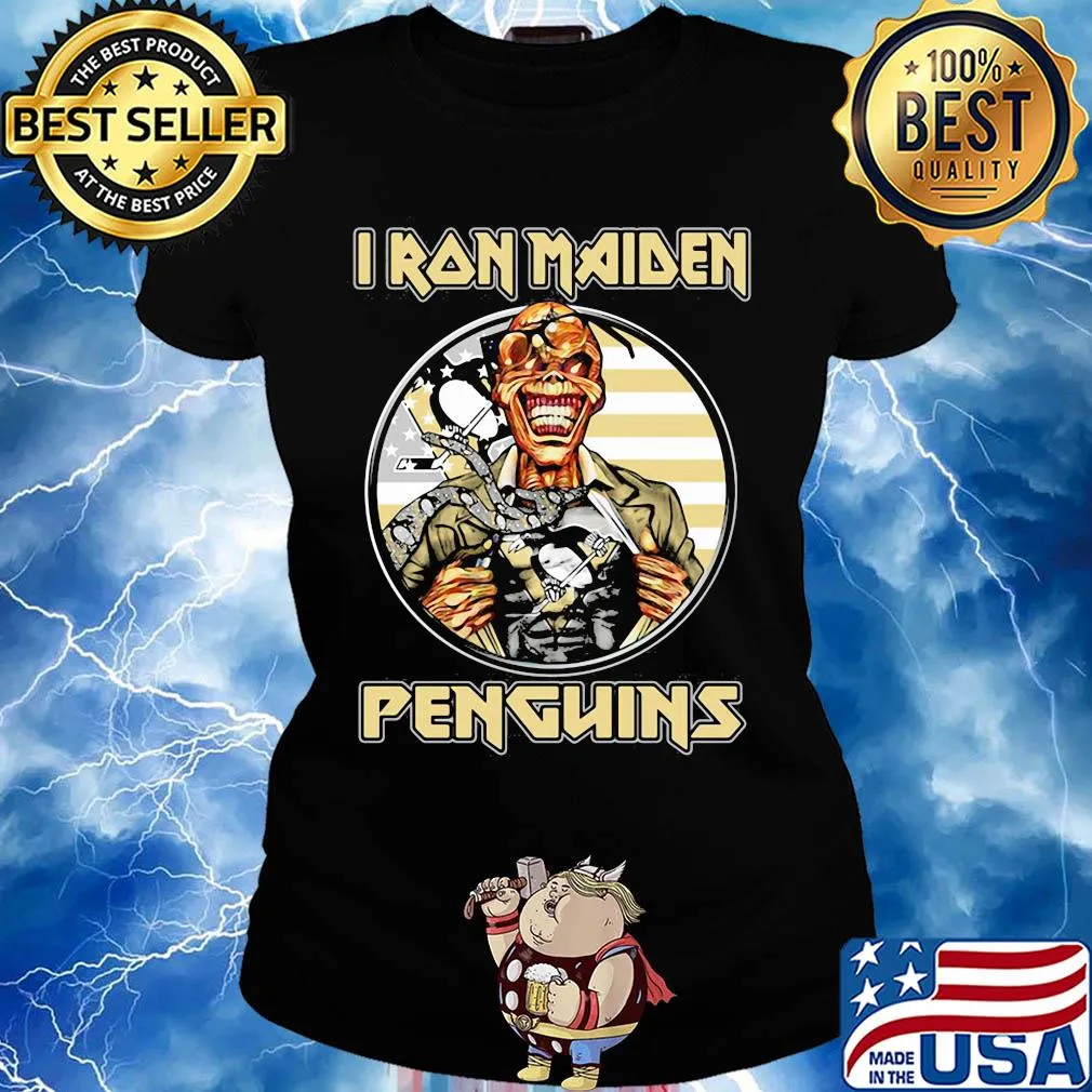Iron maiden pittsburgh penguins american flag independence day s Ladies tee