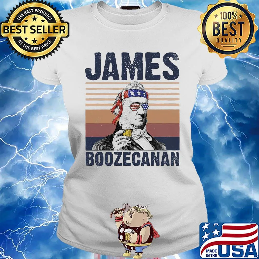 James boozecan wine American flag veteran Independence Day vintage retro s Ladies tee