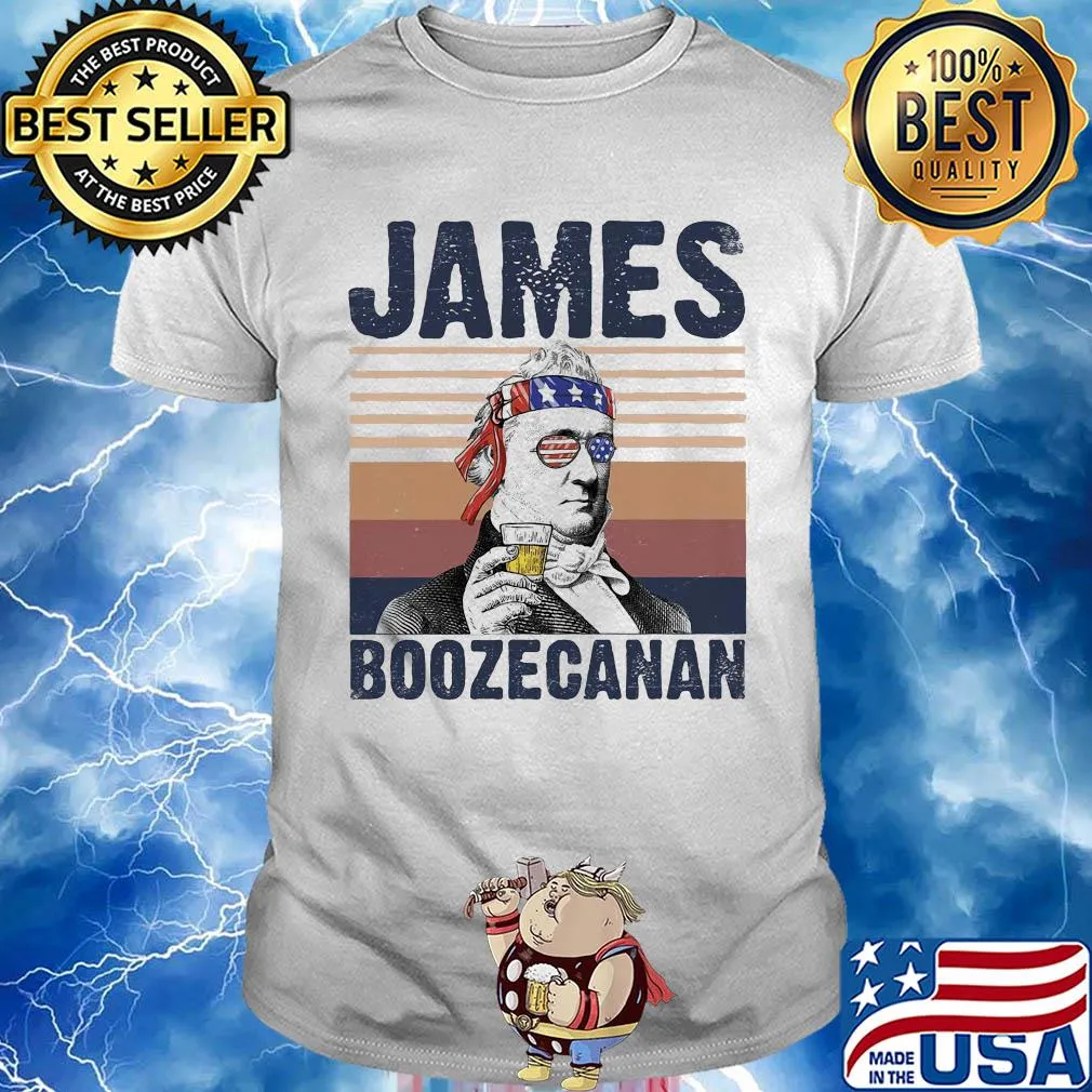 James boozecan wine American flag veteran Independence Day vintage retro shirt