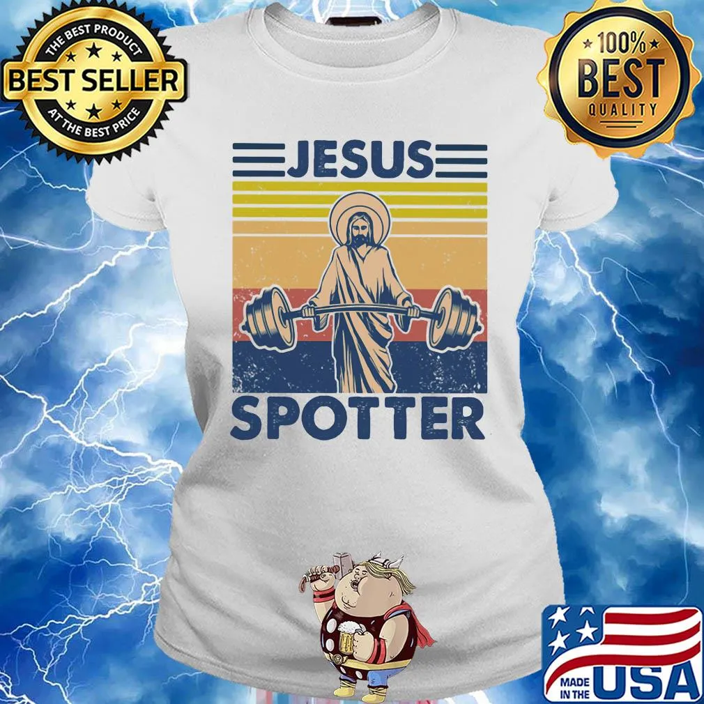Jesus spotter weight lifting vintage retro s Ladies tee